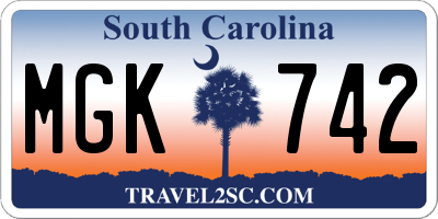 SC license plate MGK742