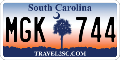 SC license plate MGK744