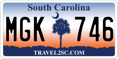 SC license plate MGK746