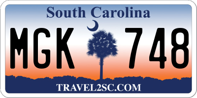 SC license plate MGK748