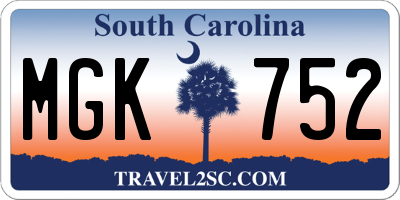 SC license plate MGK752