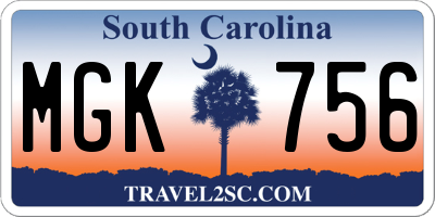 SC license plate MGK756