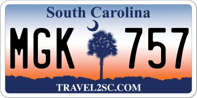 SC license plate MGK757