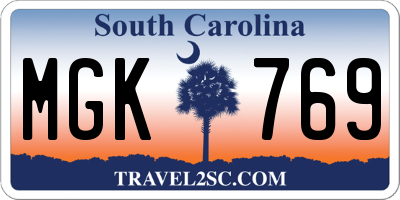 SC license plate MGK769