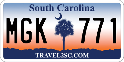 SC license plate MGK771