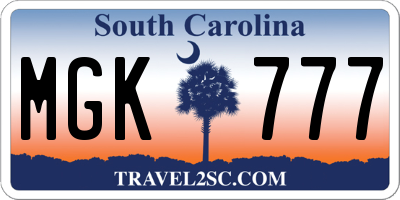SC license plate MGK777