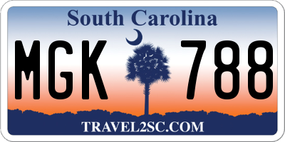 SC license plate MGK788