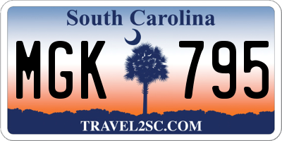 SC license plate MGK795