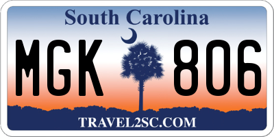 SC license plate MGK806