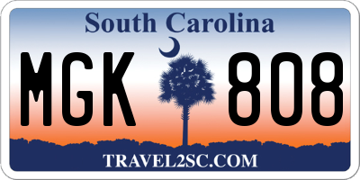 SC license plate MGK808