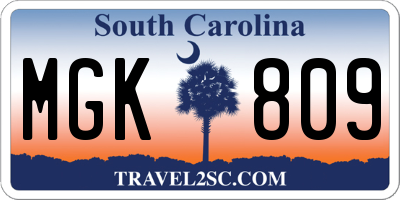 SC license plate MGK809