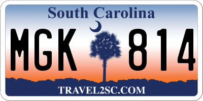 SC license plate MGK814