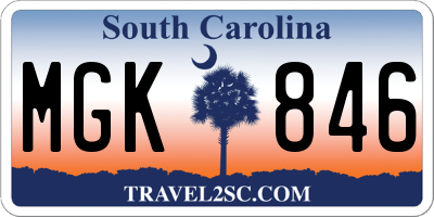 SC license plate MGK846