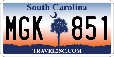 SC license plate MGK851
