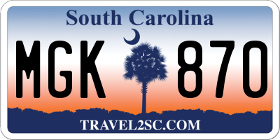 SC license plate MGK870