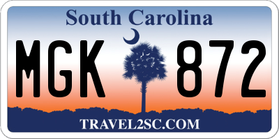 SC license plate MGK872