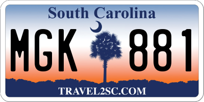 SC license plate MGK881