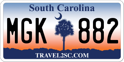 SC license plate MGK882