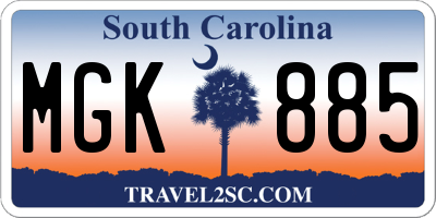SC license plate MGK885