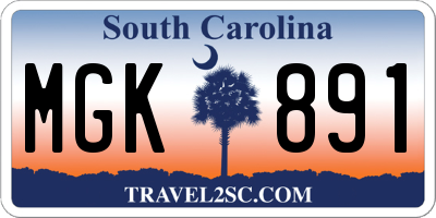 SC license plate MGK891