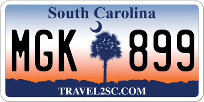 SC license plate MGK899