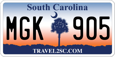 SC license plate MGK905