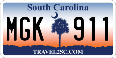 SC license plate MGK911