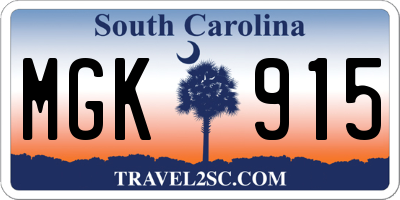 SC license plate MGK915