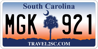 SC license plate MGK921