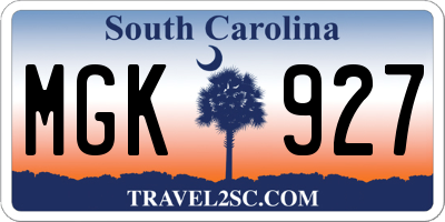 SC license plate MGK927