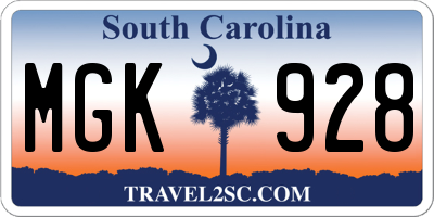 SC license plate MGK928