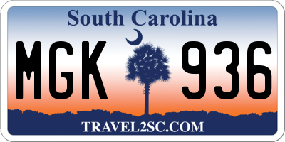 SC license plate MGK936