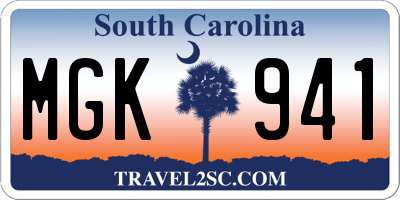 SC license plate MGK941