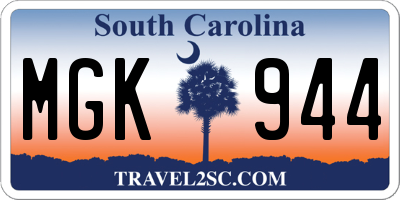 SC license plate MGK944