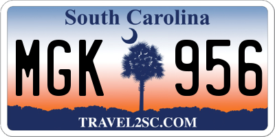 SC license plate MGK956