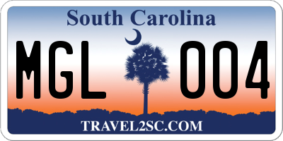 SC license plate MGL004