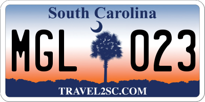 SC license plate MGL023