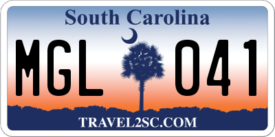SC license plate MGL041