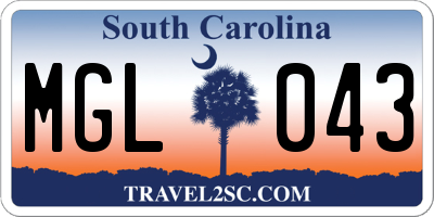 SC license plate MGL043