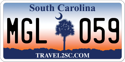 SC license plate MGL059