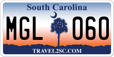 SC license plate MGL060