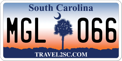 SC license plate MGL066