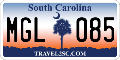 SC license plate MGL085