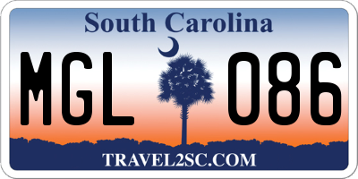 SC license plate MGL086