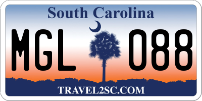 SC license plate MGL088