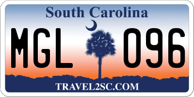 SC license plate MGL096