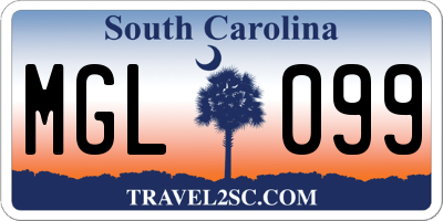 SC license plate MGL099