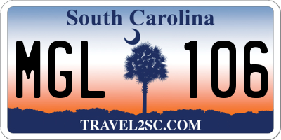 SC license plate MGL106
