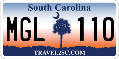 SC license plate MGL110