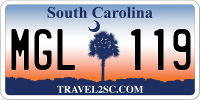 SC license plate MGL119